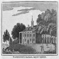 Mount Vernon. Nmount Vernon, George Washington Otthona A Potomac Folyó Virginiában. Metszet, 19. század eleje. Poszter