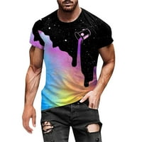 3D grafikus nyomtatás póló férfi legénység nyak Rövid ujjú divat pólók Streetwear minták Fekete XL