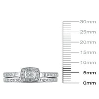 Carat T.W. Örökké menyasszonyi párna alakú halo gyémánt kompozit menyasszonyi szett sterling ezüstben, 7. méret