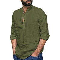 Yubnlvae Férfi ingek Férfi Divat Alkalmi egyszerű kényelmes Egyszínű galléros ing felső ingek férfiaknak hadsereg zöld