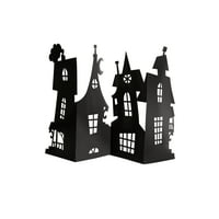 Papír kísértetjárta ház Halloween asztaldísz dekoráció, fekete, 15 hüvelyk
