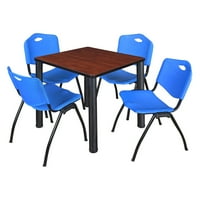Regency Kee 48 Négyzet Alakú Breakroom Asztal-Cseresznye Króm & M Stack Székek-Kék