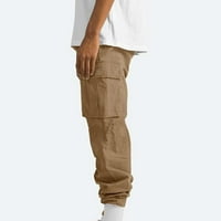 Férfi alkalmi rakomány nadrág szilárd Laza túrázó nadrág Multi-pocket húzózsinórral edzés Jogger nadrág Streetwear