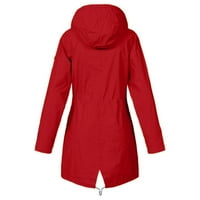 labakihah Női kabátok szilárd plusz vastag meleg női kapucnis esőkabát méretű szélálló téli szabadtéri női kabát piros