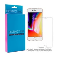 DistinctInk tiszta Ütésálló hibrid tok iPhone PLUS PLUS - hoz-TPU lökhárító, akril Hátlap , Edzett üveg képernyővédő
