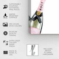 Wynwood Studio italok és szeszes italok fali vászon nyomatok 'French Cheers' Champagne - rózsaszín, fehér